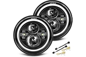 UNI-SHINE Black 2pcs 7 inch Led Headlight Round DOT Approved H6024 Led Headlight DRL Turn Signal Compatible with Jeep Wrangler JK TJ CJ & Miata & Chevy S3 & Hummer H1 H2