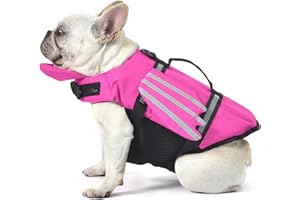 Petglad Wings Dog Life Jacket Adjustable Dog Life Vest with Chin Float Reflective Stripes and Rescue Handles, High Buoyancy Puppy Swim Float Vest for Small Medium Large Dogs (Pink, XS)