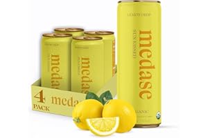 MEDASE Lemon Drop "Sun Kissed" Non-Alcoholic Mocktail (12oz 4 Pack) Authentic Taste, Healthy and Organic Drink, Alcohol Free Beverage, Low Calorie, Gluten Free, Vegan, GMO Free