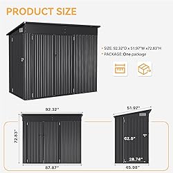 Aoxun 4' x 8' Shed Outdoor Storage Shed with Triple