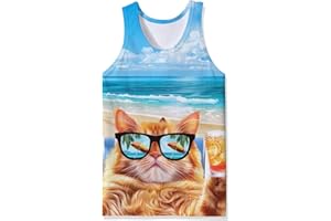 Goodstoworld Mens 3D Tank Top Novelty Graphic Breathable Quick Dry Sleeveless Beach Shirt S-4XL