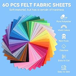 ABEJFIC 60PCS Felt Fabric Sheets Craft Kit - 4"x
