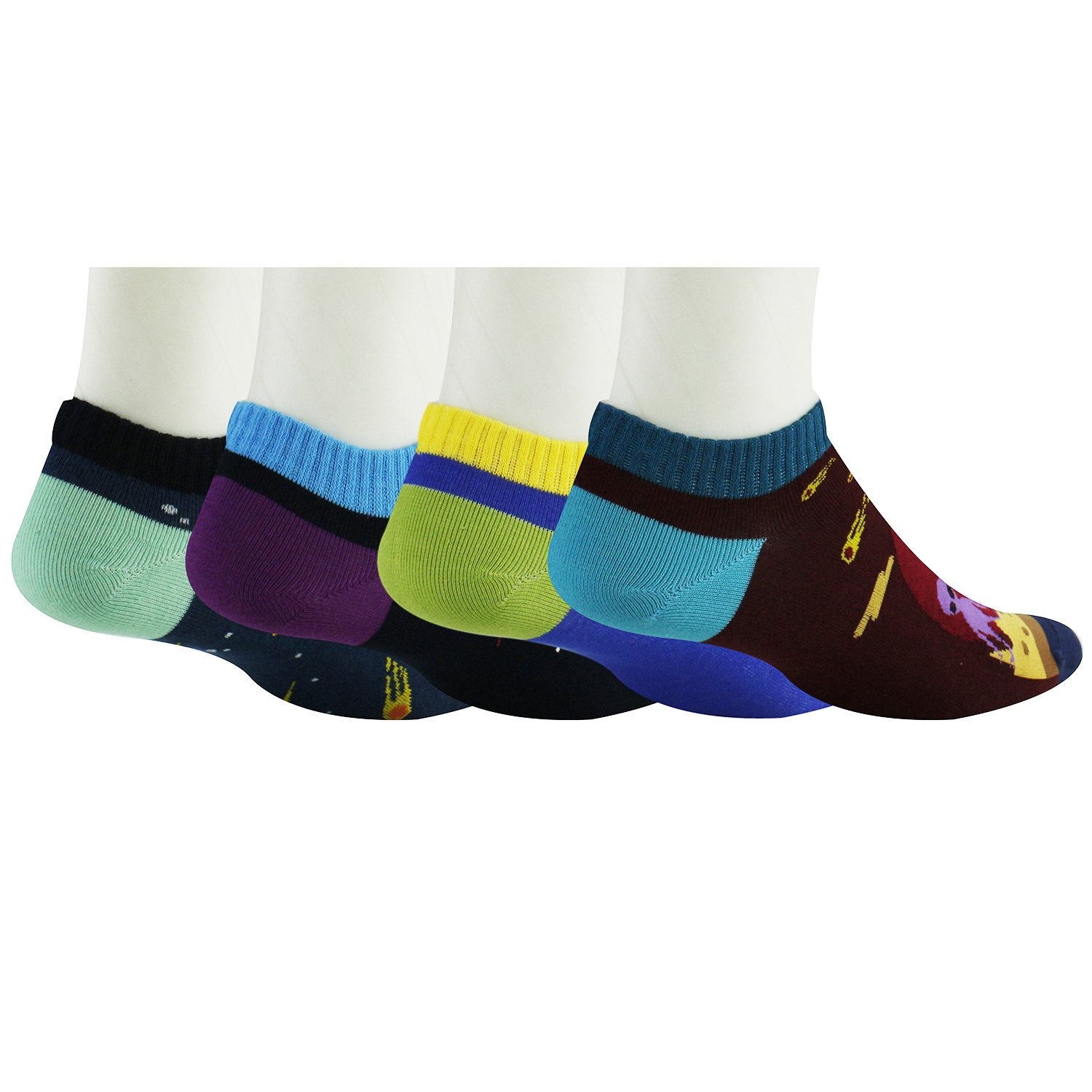 Happypop Mens Funny Ankle Socks Novelty Crazy Cotton Socks Cool Space Socks for Men