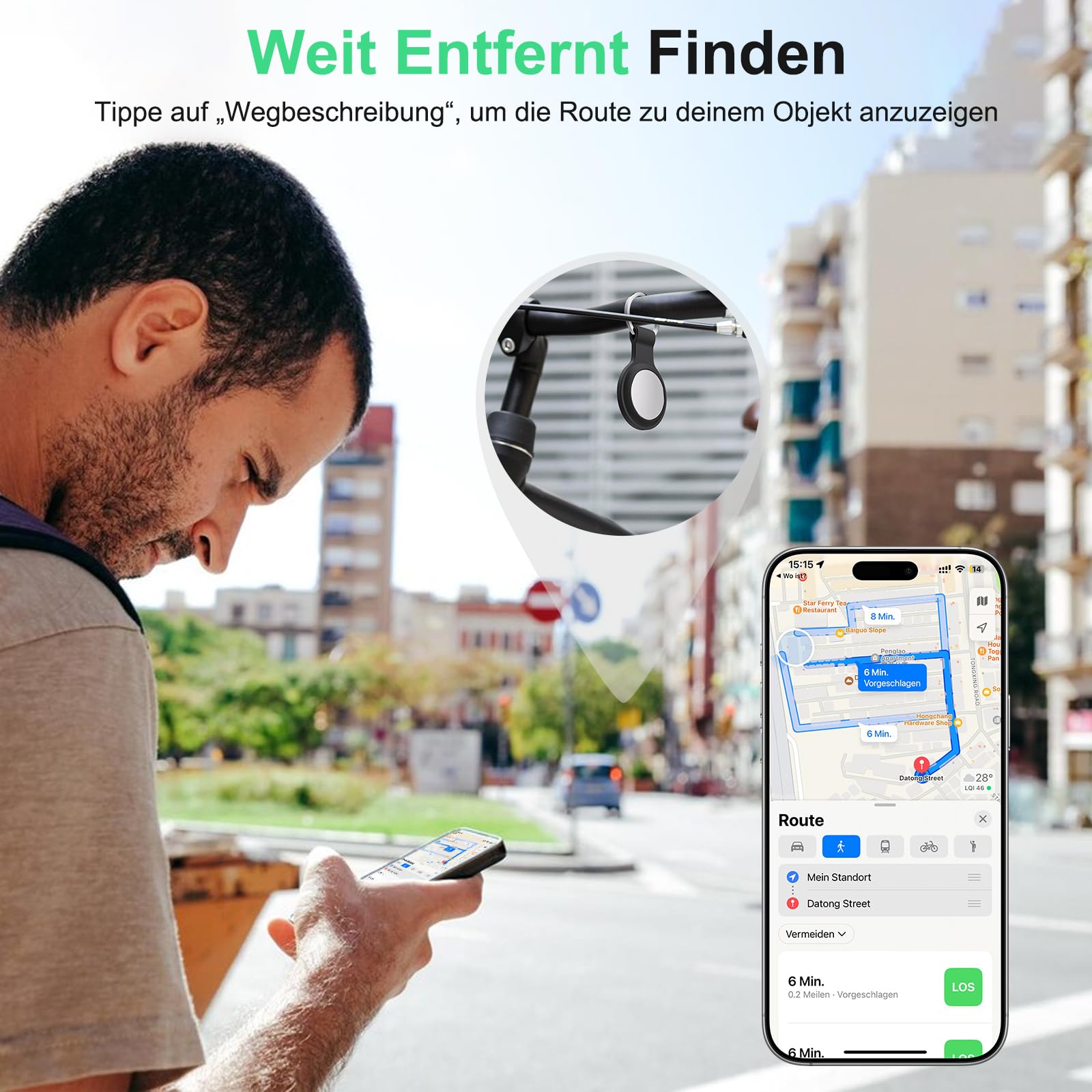 [Apple MFi-Zertifiziert] Air Tracker Tag kompatibel mit Apple Wo ist? (nur iOS) Inklusive Ersatzbatterie, Smart Tracker Tagg Finder für Schlüssel, Fahrrad, Wallet, Koffer, Reisepässe (Schwarz, 4-Pack) 4
