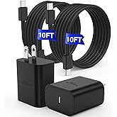𝟐𝐏𝐚𝐜𝐤 45W Super Fast Charger Type C, for Samsung Galaxy S25 S24 Charger Block with 10FT Type C Charging Cord for Samsung Galaxy S25+ S24+/Ultra/S22/S21/S20, iPhone 17 Air/16/15 Pro,Pro Max,Plus