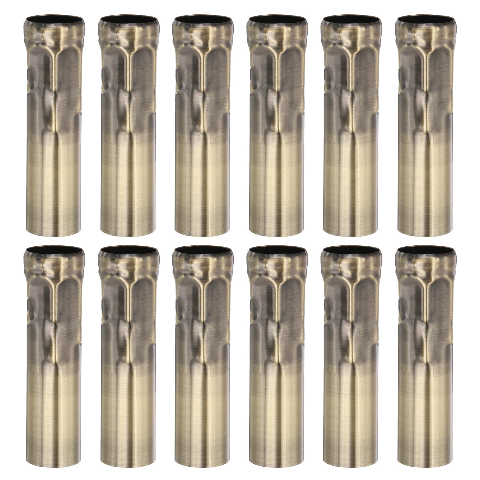 PATIKIL 3.94" Tall Candle Covers Sleeves, 12 Pcs Metal E14 Chandelier Socket Sleeves with Dripping Candelabra Base Accessories Bulb Light Base Holder for Lighting Lamps DIY, Bronze