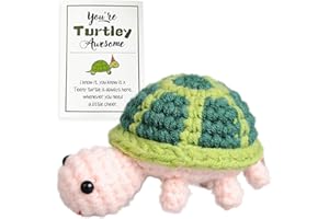 SHUAISHIDAI Emotional Support Positive Crochet Sea Turtles Awesome Cute Funny Knitted Mini Little Turtle Animals with Bookmark Novelty Gift for Room,Home Decor,Party,Women Birthday