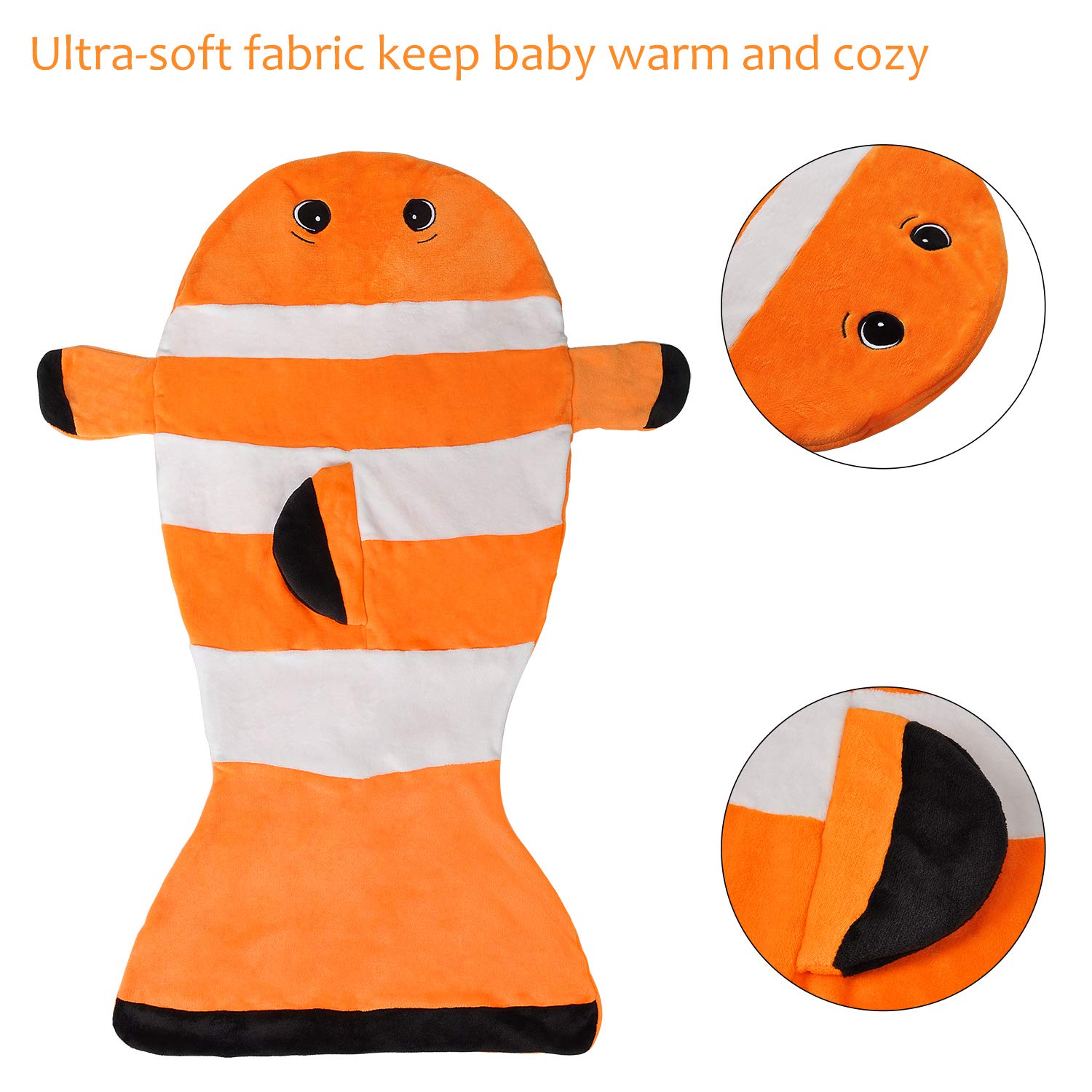 Clownfish Tail Blanket for Kids, Super Soft Fleece Sleeping Bag for Toddler Teen Girls Boys, Great Gift Idea