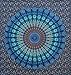 Bless International Handmade Indian hippie Bohemian Psychedelic Peacock Mandala Wall hanging College Dorm Beach Throws Table Cloth Bedding Tapestry (Blue Green, Twin(54x72Inches)(140x185cms))