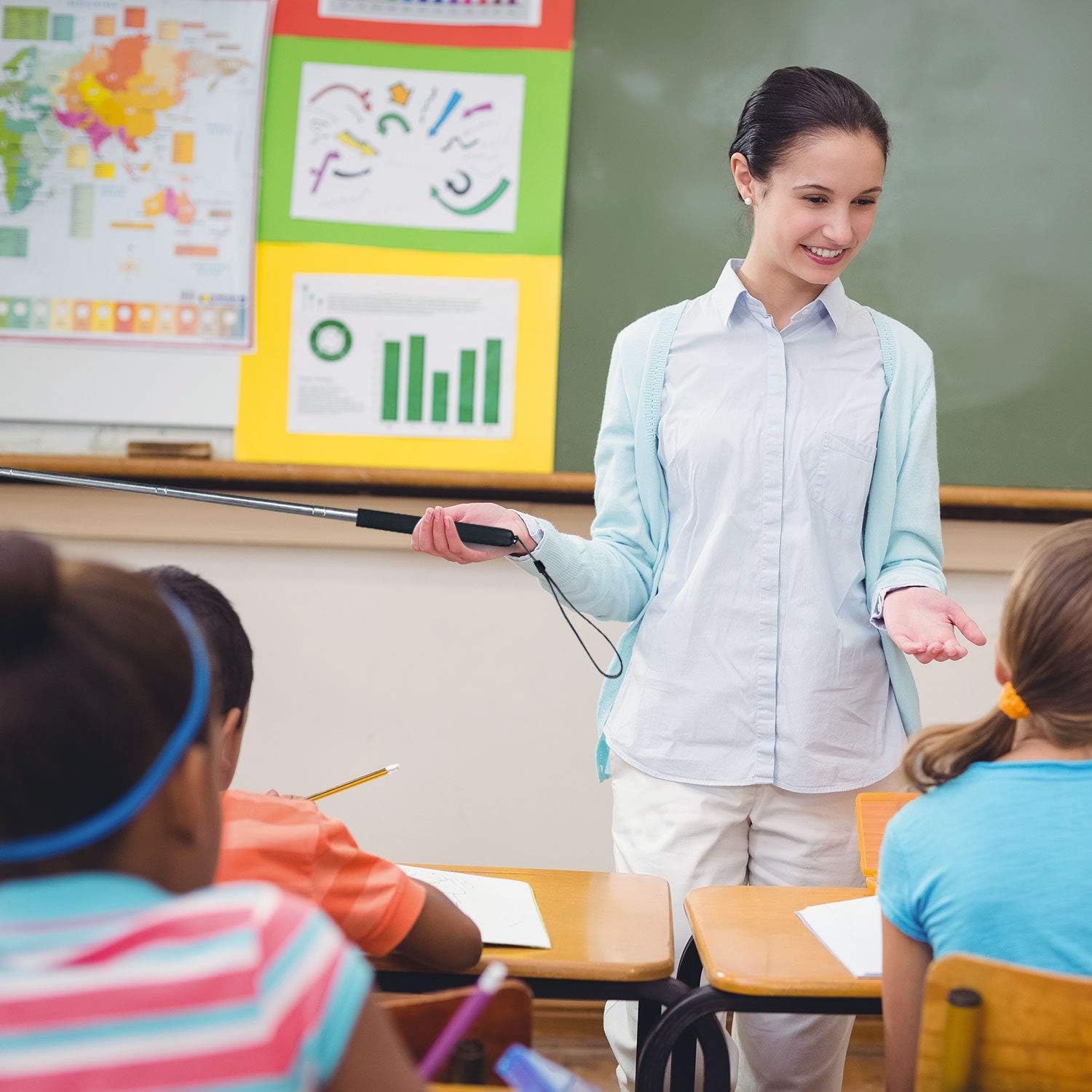 4 Pieces Retractable Teacher Pointer Telescopic Teaching Pointer Presenter Whiteboard Pointer and Lanyards with 6 Pieces Extra Felt Nibs for Teachers Presenter, Extends Design (47 Inches) : Electronics