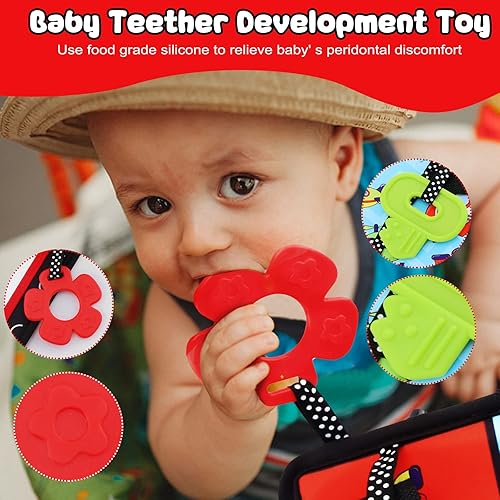 Tummy Time Floor Mirror with Teethers, Double-Sided Baby Mirror