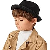 Kids-Boys Fedoras Caps Short-Brim Frdoras-Trilby-Hat Classic 20s Felt Gangster-Manhattan-Hat for 4-8 Years Old S-M