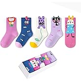HUMAN FEELINGS Kids Girls Cotton Cute Socks Low Cut Crew Ankle No Toe Seam Pack of 5