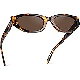 WearMe Pro - Women's Polarized Sunglasses, Narrow Fashion Cat-Eye Acetate Frame, Oval Lenses, Hand-Polished