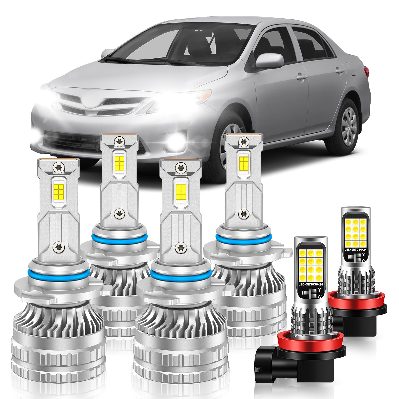 Photo 1 of VESTNEXCL Fog Bulbs Fit for Toyota 2009-2013 Corolla Hi&Lo Beam Fog Light Bulb Combo, 800% Brightness, Dual-sided 3570 Chips, 6000K White, 60000HRS Long Lifespan, Plug-and-Play, Pack of 6