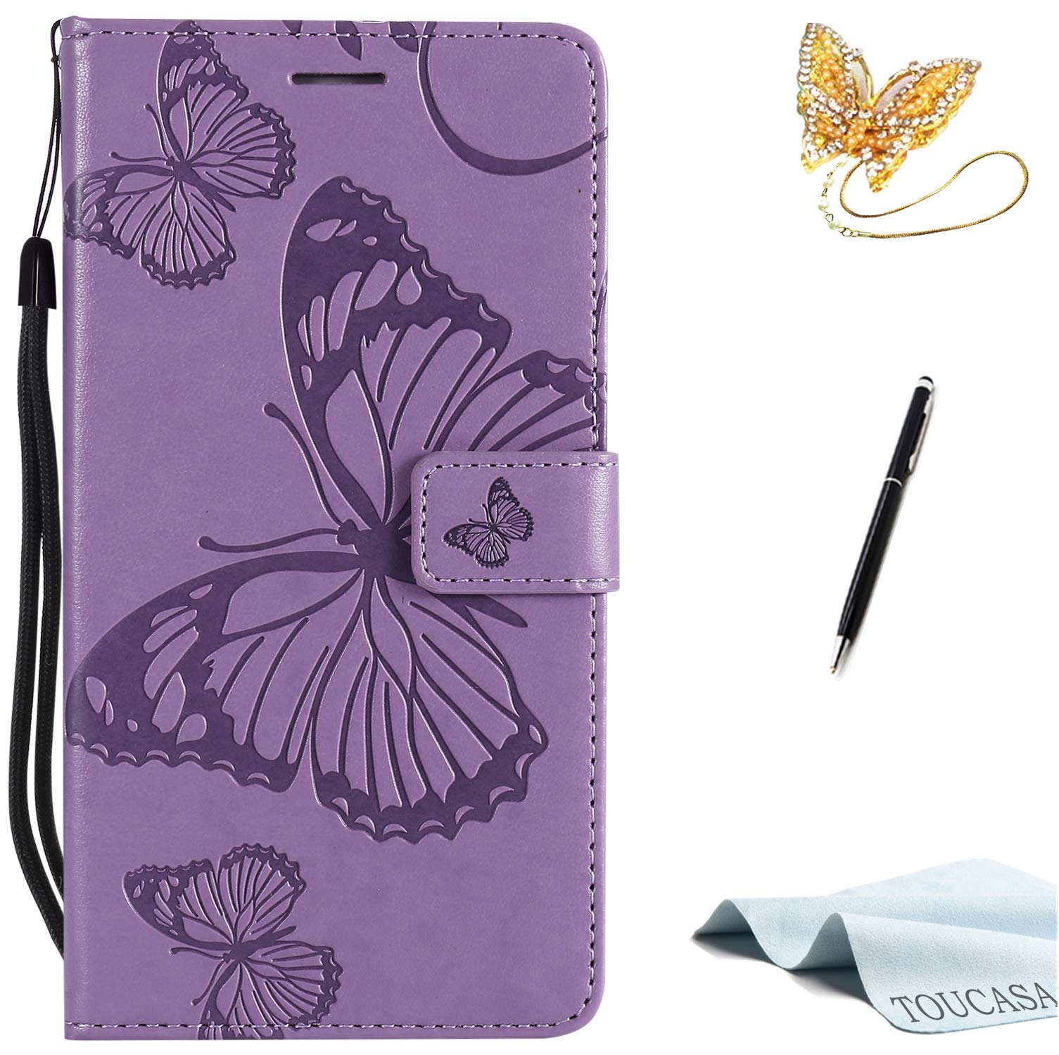 TOUCASA Pu Leather Protective Case With Card Slots And Embossed Technology For Huawei P10 Lite Purple