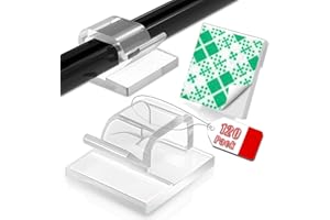120PCS Adhesive Cable Clips, Heavy-Duty Cord Clips for Cable Management, Outdoor Christmas Light Clips Hooks, Traceless Clear
