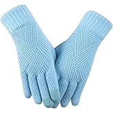 Bodvera Winter Gloves for Women Touch Screen Thermal Soft Lining Elastic Knit Warm Gloves for Cold Weather