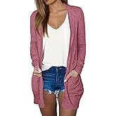 DB MOON Womens Long Cardigan 2026 Fall Lightweight Long Sleeve Open Front Sweater with Pockets