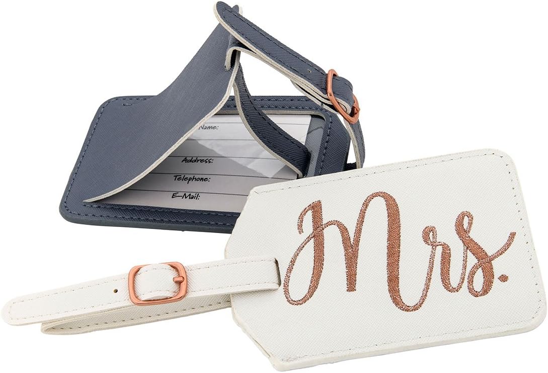  | Miamica Mr. and Mrs. Bridal Luggage Tags, Gray and White | Luggage Tags