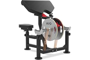 HVO Preacher Curl Bench Bicep Machine: Preacher Curl Machine 3 in 1 Arm Bicep Tricep Curl Machine Barbell Dumbell Bicep Station Workout Equipment with Bar Pad Attachment Home Gym