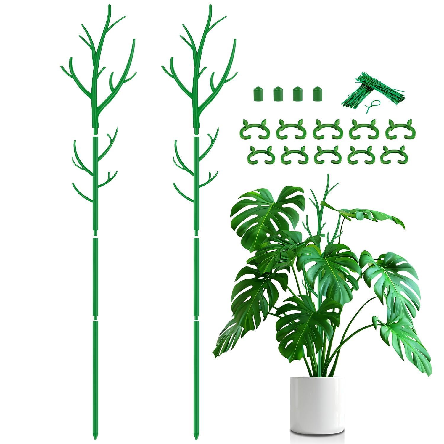 Photo 1 of Plant Support Stakes,Adjustable Height Branch Shape Plant rods for Small &Medium Monstera 2 3 4 Fee Tall Support Sticks for Climbing Plants,Garden Accessories,Alternative to Moss Poles,2 Sets 51"