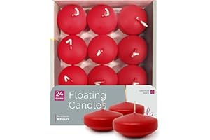 HYOOLA Premium Red Floating Candles 3 Inch - 8 Hour - 24 Pack - European Made