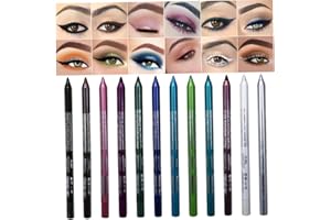 Eyeliner Pencil 12pcs Waterproof Colored Gel Liners with Metallic & Shimmer Finishes Smudge-Proof use for Precision Looks