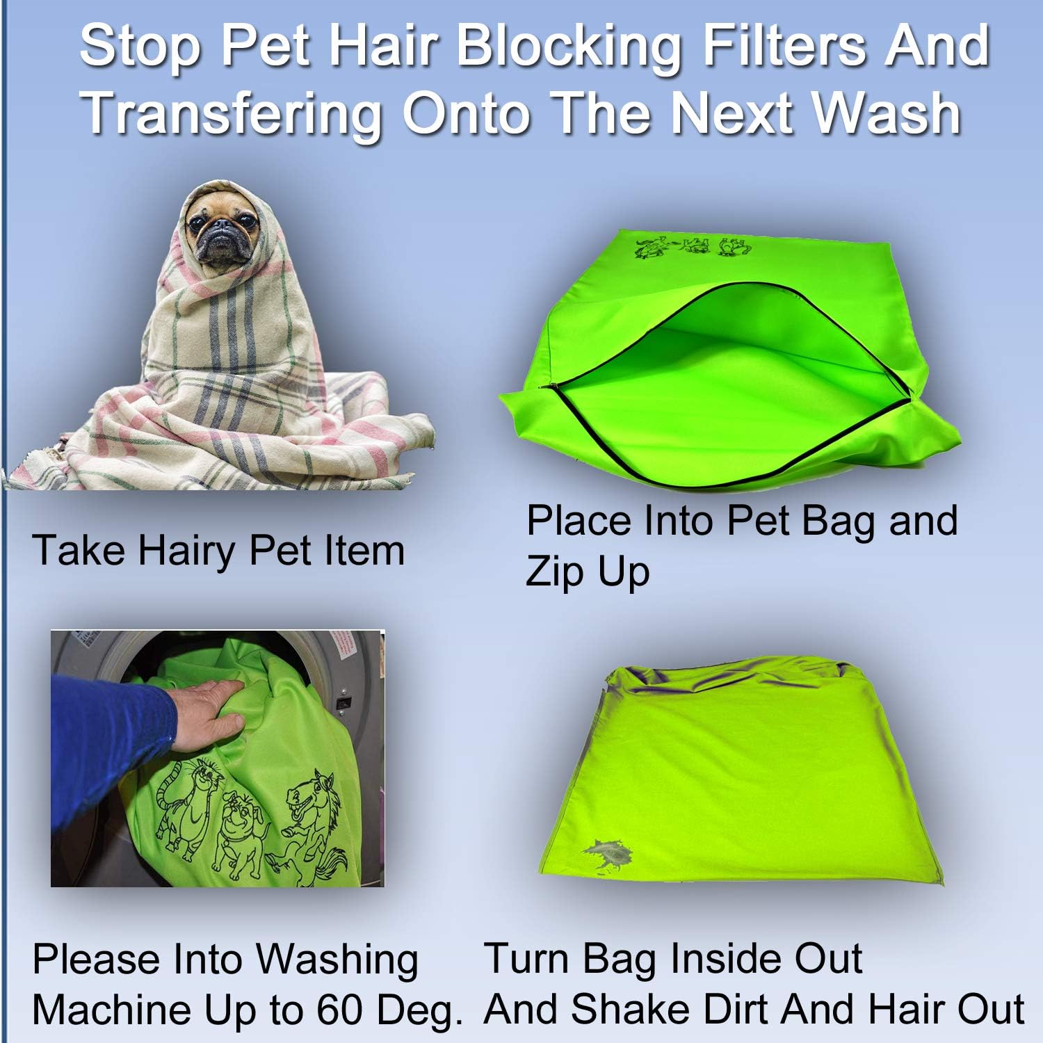 Pet Laundry Bag for Washing Machine Reusable Mesh Wash Bag for Pet Hair Dog and Cat Bedding, Blankets and Toys - Image 3