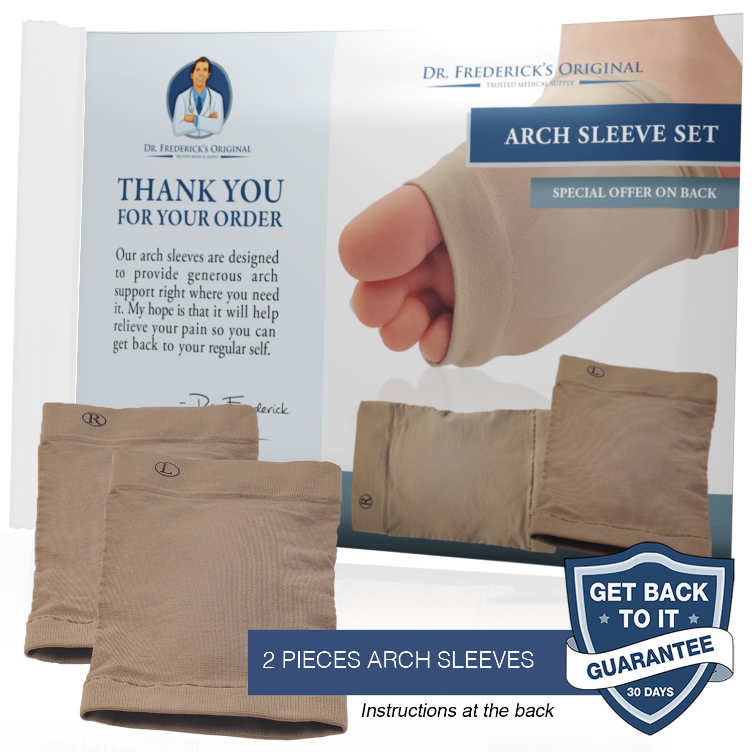 Dr. Frederick's Original Arch Support Sleeve Set 2 Pieces Soft Gel