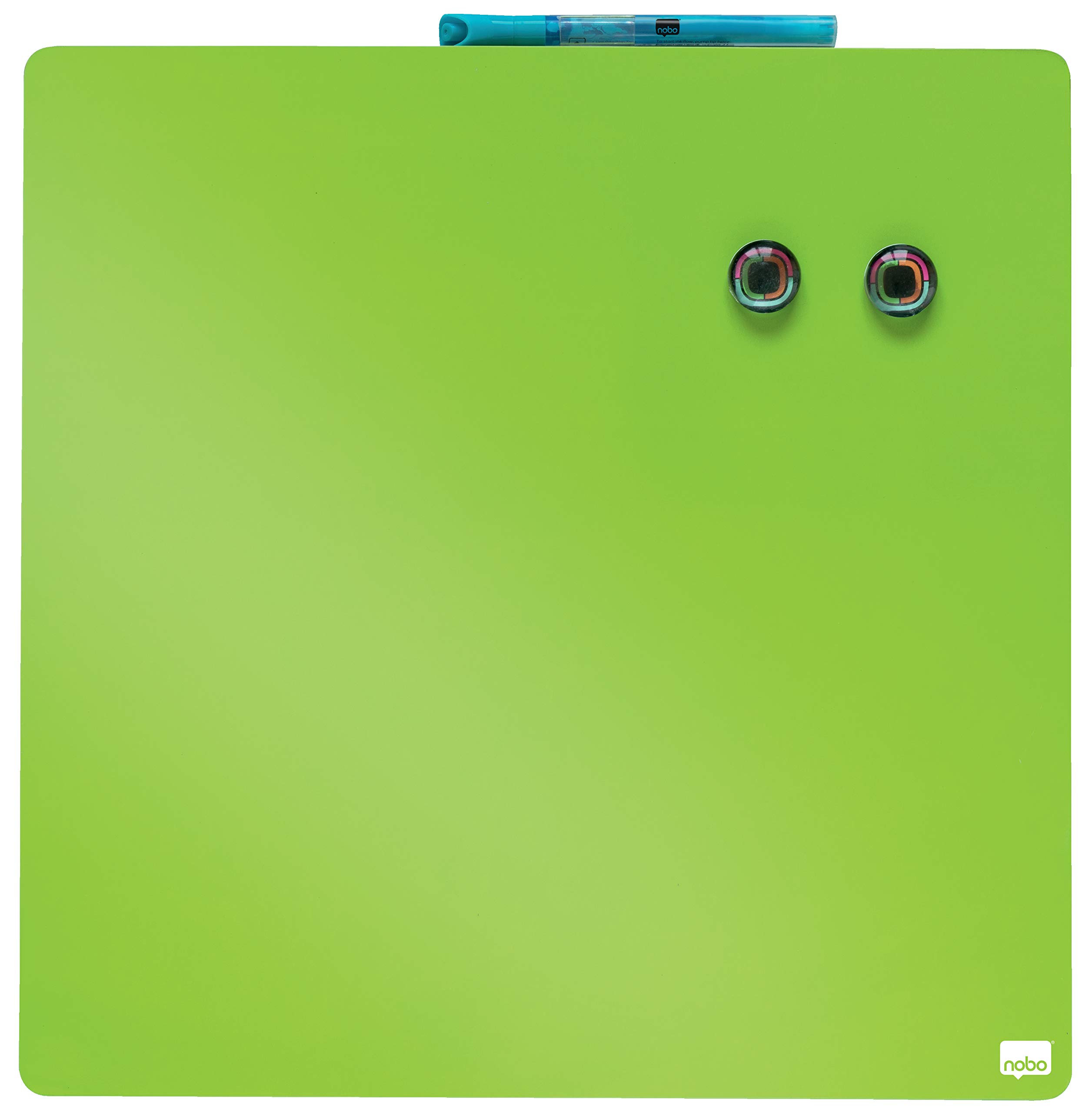 Rexel Nobo Mini Magnetic Whiteboard Coloured Tile, Frameless, Dry Wipe, Easy Clean, Wall Mountable, Home/Office, 360 x 360 mm, Green, 1903773
