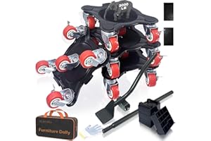 HUKURU Furniture Dolly - Furniture Movers with 5 Wheels, 360° Rotatable and Lockable, Heavy Duty Furniture Lift Mover Tool Set for Moving Heavy Furniture and Appliances, Load 3000LBS, Red Slider