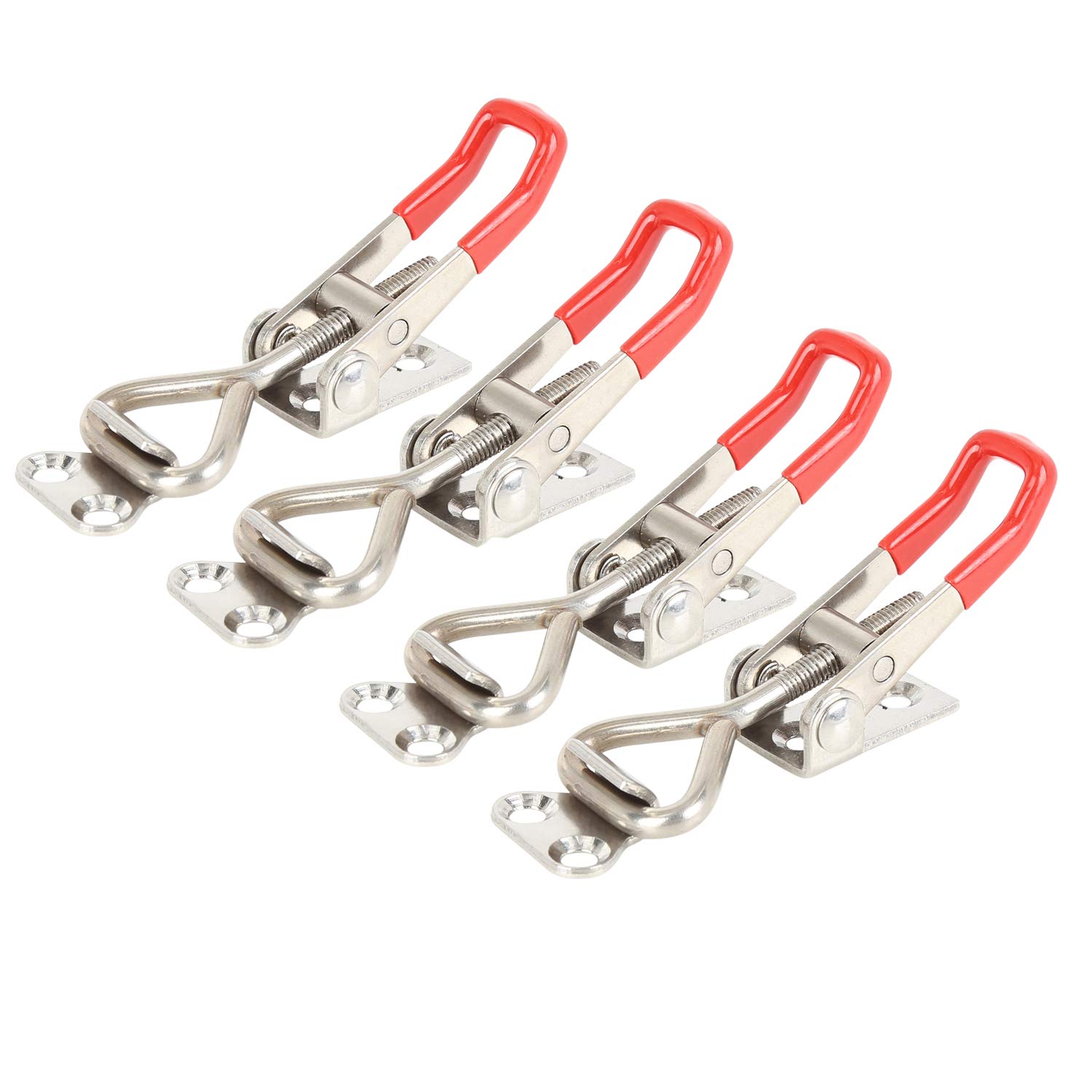 Adjustable Toggle Clamp, 4pcs100Kg/ 220 Lbs Toggle Latch Quick Release Pull Latch Metal Adjustable Door Cabinet Box Case Toggle Latch Hasps for Trunk and Closet (GH 4001)