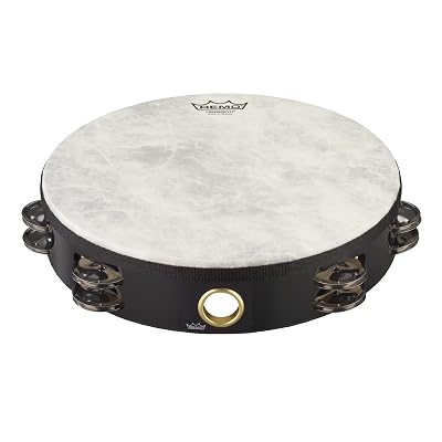 Remo TA-5210-70 Fiberskyn Tambourine - Quadura Black, 10"