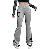 COZYEASE Women's Star Graphic Elastic Waist Flare Leg Sweatpants Geometric Print Long Pants