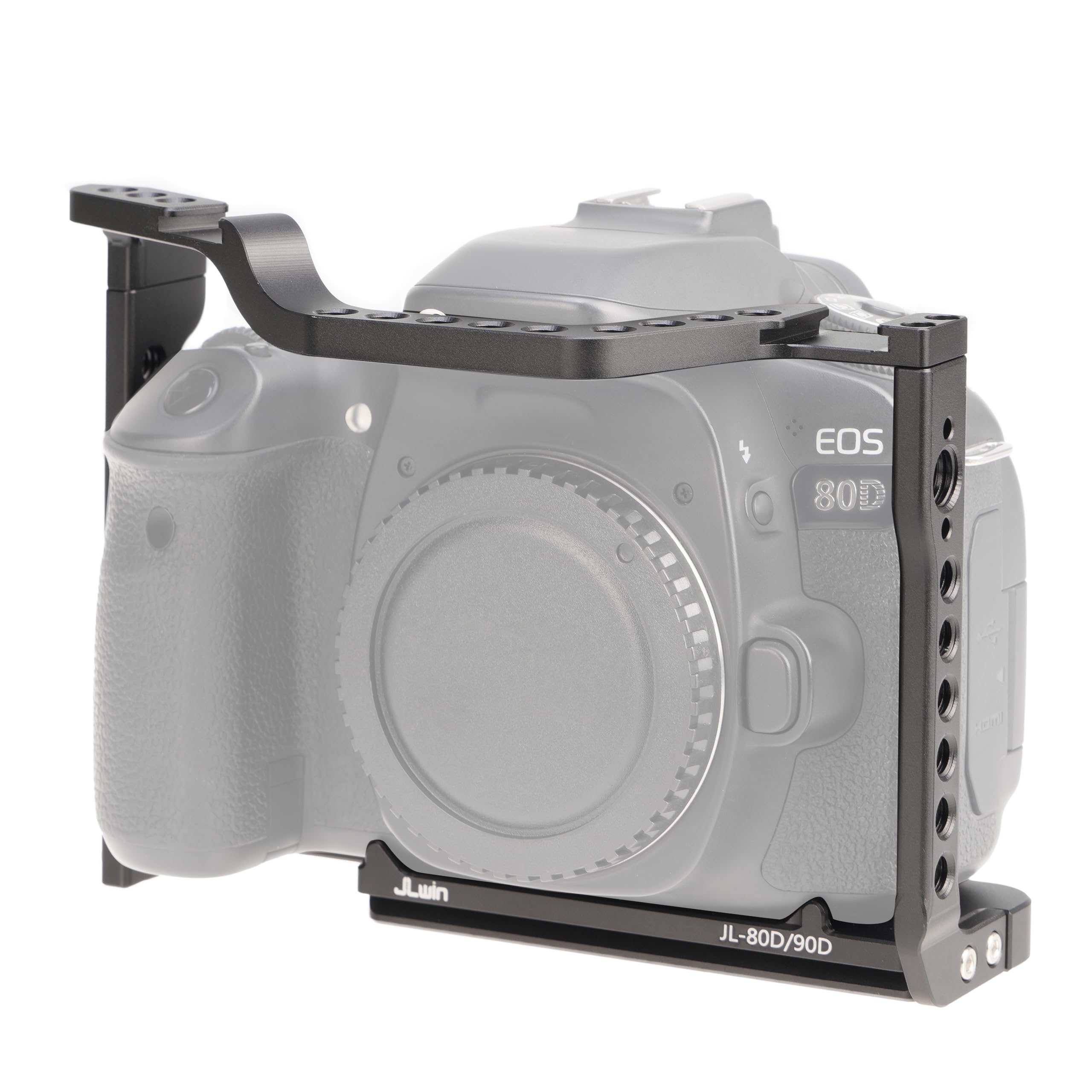 FOTGA Camera Cage for Canon EOS 70D 80D 90D Camera, Aluminium Vlogging Cage Stabiliser Rig with Cold Shoe, 1/4"-20 Screw, 3/8"-16 Holes for Arri Grip, Quick Release Plate for Arca-Swiss