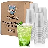 Lilymicky 1000 PACK 16 oz Clear Plastic Cups, Cold Disposable Party Drinking Cups for Parties, Picnic, BBQ & Events