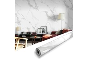 INNO STICKERS Marble Peel and Stick Waterproof Wall Paneling, 118" x 47" Carrara White Glossy Finish Self-Adhesive Backsplash Tile Vinyl Wall Panel for Kitchen Bathroom Wall Decor, Covers 38.75 Sq. Ft.