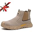 Hogent Welding Work Boots for Men Slip on Steel Toe Shoes for Men Soft Comfortable Safety Boots Mens Work Boots Indestructible Puncture Proof Construction Boots for Men Safety Toe Footwear for Welder
