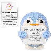 lasuroa Funny, 2.56 Inch Knitted Emotional Support Penguin Toy with Positive Card Creative Cute Woolen Crochet Doll Gift for Friends Encouragement Party Decoration