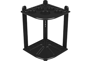 ISZY Billiards Pool Stick Holder - Cue Rack Only - Wood Stand Holds 8/10 Billiard Sticks, a Full Set of Balls & Includes 4 Score Counters - Pool Accessories (Black-Hold10 Sticks)
