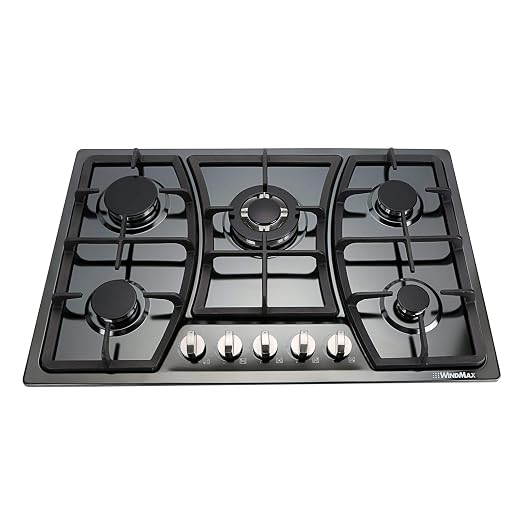 Appliances WindMax 30 Black Titanium Stainless Steel 5 Burner Built-In Stoves Gas Cooktop Cooker