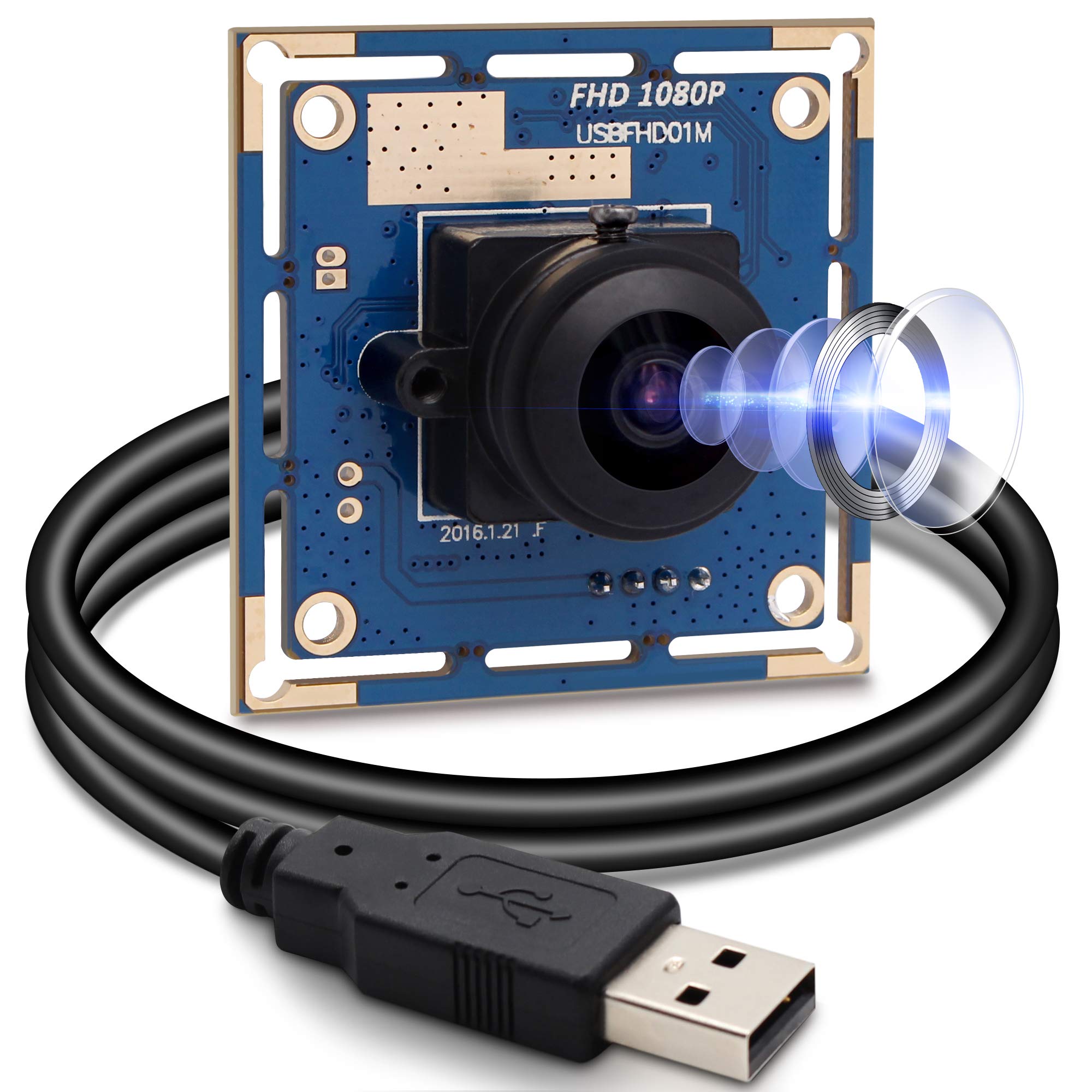 Svpro 1080P USB Camera Module, Fisheye Wide Angle, UVC Webcam Board 1080P/30fps, 480P/100fps,Computer Machine Vision Industrial Camera for Android Linux Windows Mac OS