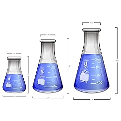 Glass Erlenmeyer Flask Set - 3 Sizes - 50, 150 and
