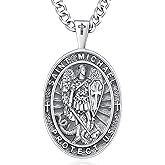 INFUSEU Unique Religious Gifts for Men Women, St. Michael/St. Christopher/St. Benedict/Virgin Mary Pendant Necklaces