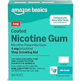 Amazon Basics Coated Nicotine Polacrilex Gum 4 mg, Ice Mint Flavor, Stop Smoking Aid, 160 Count (Previously Amazon Basic Care)