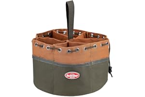 BUCKET BOSS BucketBoss 25001 Canvas Organizer Parachute Bag with 19 Pockets for Nails,Screws, and Bolts in Brown