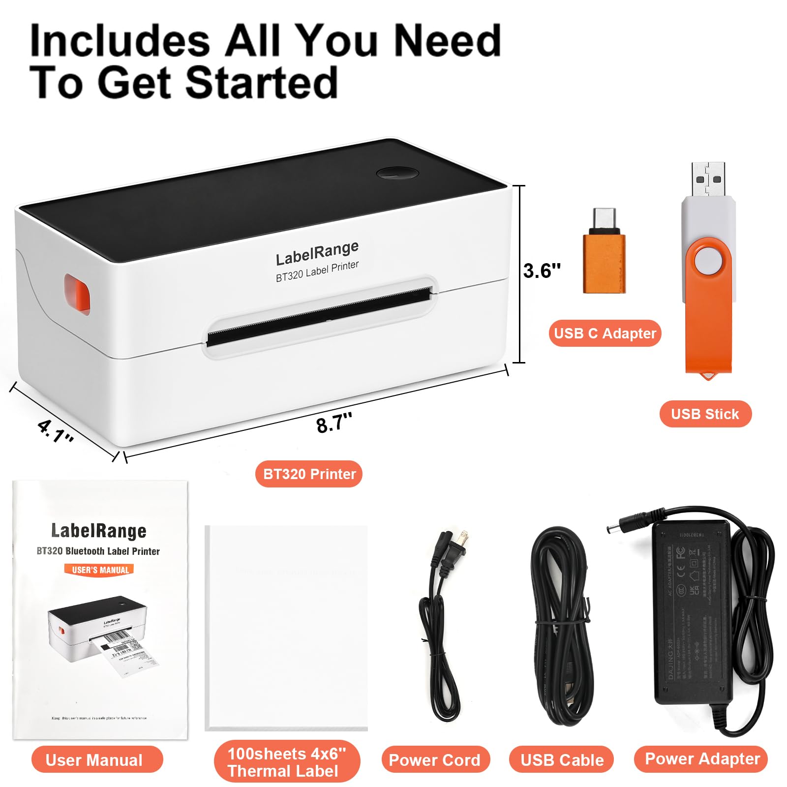 Ecommerce Label Printer 4x6, Bluetooth Thermal Shipping Label Printer, Compatible with Android&iOS and Windows, Support Amazon, Ebay, Shopify, Etsy, Whatnot, USPS, Pirate Ship, Shippo