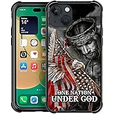 Zeggi for iPhone 13 Case 6.1-inch with Jesus Eagle Flag Four Corner Airbag Protection Design Soft Silicone Frame Personalized Pattern Case Compatible with iPhone 13 for Men