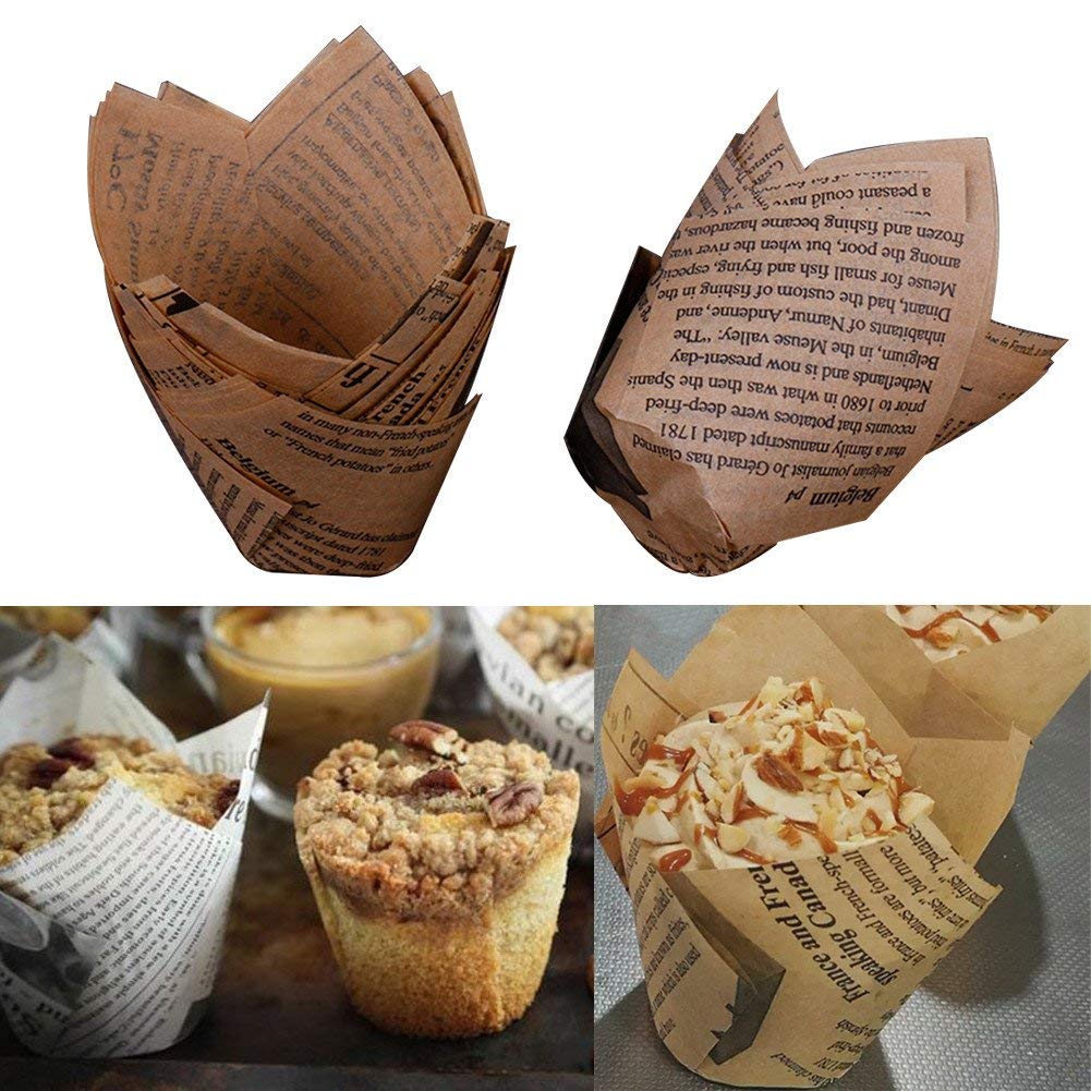 aoory Backförmchen 50 Zeitung Stil Weihnachten Tulip Papier Kuchen Cup ...